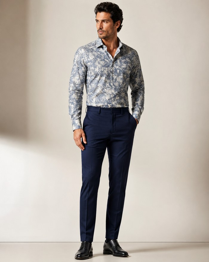 Blue Paisley Designer Shirt