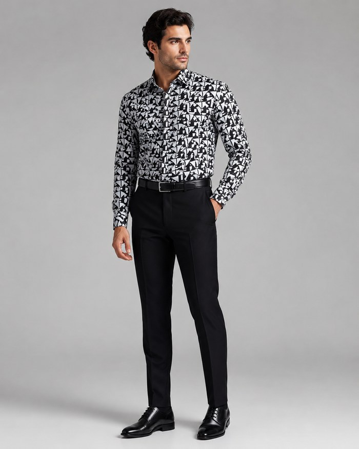 Black Graphic Statement Shirt