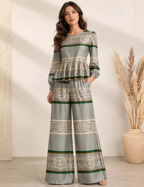 Sand Art Print Co-ord - Cord Sets custom tailoring design by Riddhi Siddhi Fabrics & Tailoring Dubai