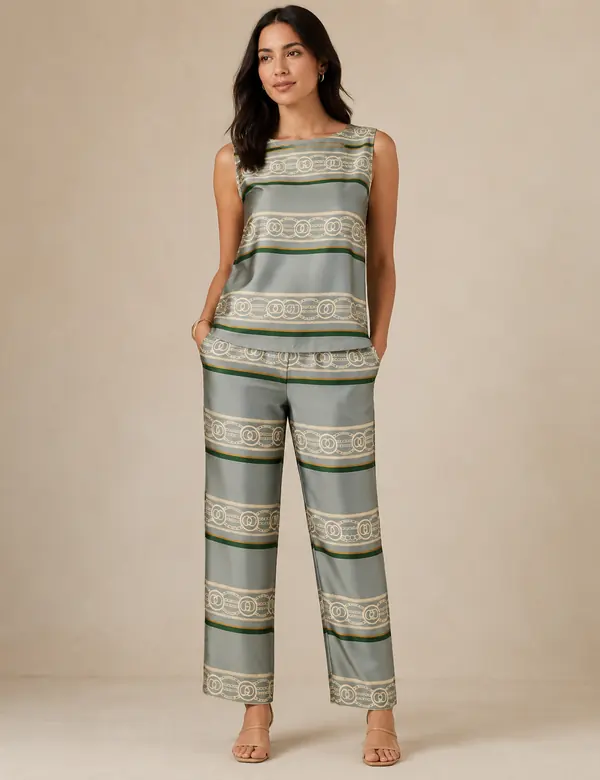 Sand Botanic Lounge Co-ord - Cord Sets custom tailoring design by Riddhi Siddhi Fabrics & Tailoring Dubai