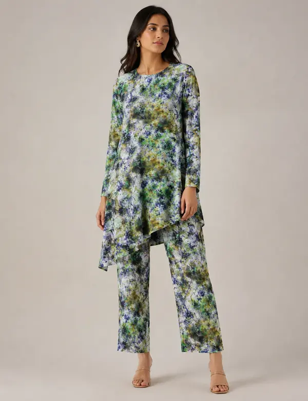 Olive Fine Print Co-ord - Cord Sets custom tailoring design by Riddhi Siddhi Fabrics & Tailoring Dubai