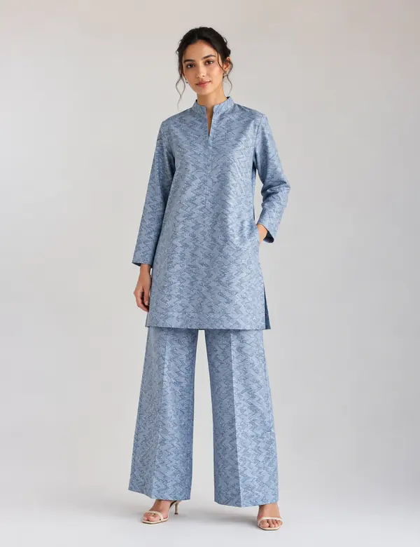Silver Soft Belt Co-ord - Cord Sets custom tailoring design by Riddhi Siddhi Fabrics & Tailoring Dubai