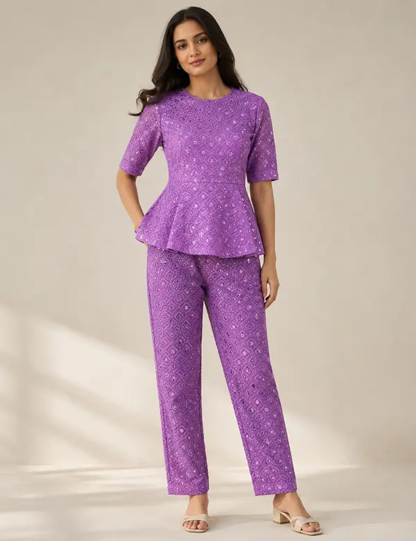 Amethyst Printed Comfort Co-ord - Cord Sets custom tailoring design by Riddhi Siddhi Fabrics & Tailoring Dubai