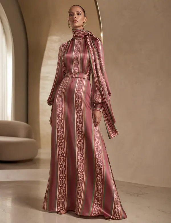 Caramel Silk Route Day Dress - Dresses custom tailoring design by Riddhi Siddhi Fabrics & Tailoring Dubai