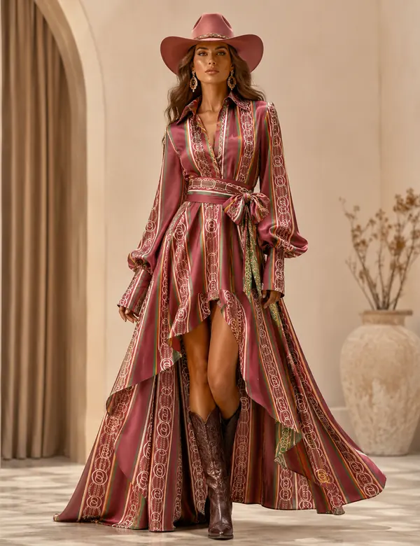 Caramel Palm Court Dress - Dresses custom tailoring design by Riddhi Siddhi Fabrics & Tailoring Dubai