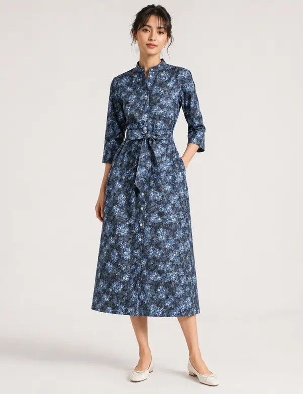 Charcoal Museum Print Dress - Dresses custom tailoring design by Riddhi Siddhi Fabrics & Tailoring Dubai