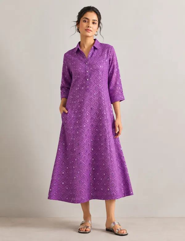 Amethyst Charm Midi Dress - Dresses custom tailoring design by Riddhi Siddhi Fabrics & Tailoring Dubai