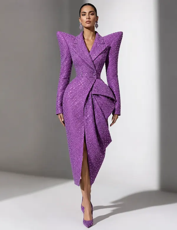 Amethyst Bloom Trail Dress - Dresses custom tailoring design by Riddhi Siddhi Fabrics & Tailoring Dubai