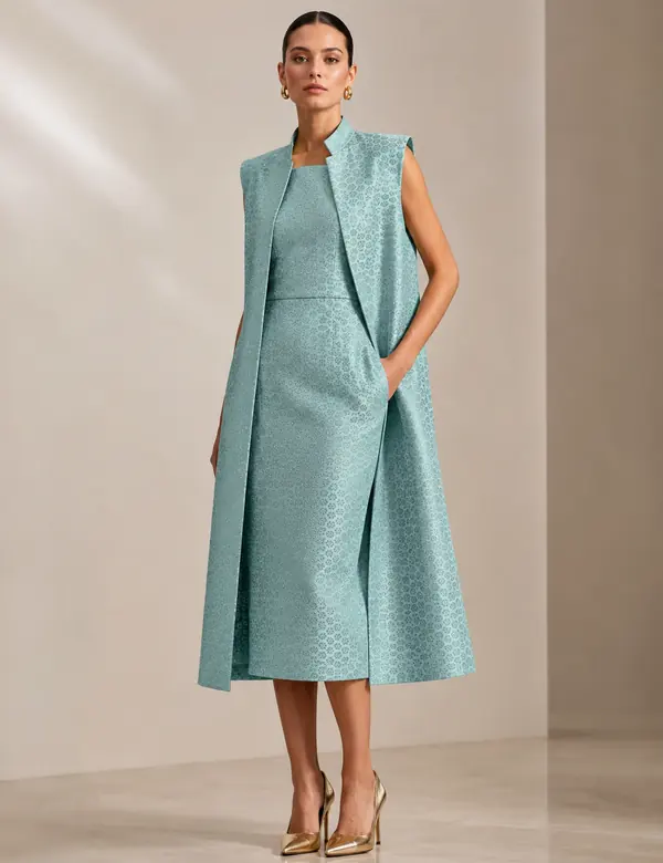 Sage Fine Print Midi - Dresses custom tailoring design by Riddhi Siddhi Fabrics & Tailoring Dubai