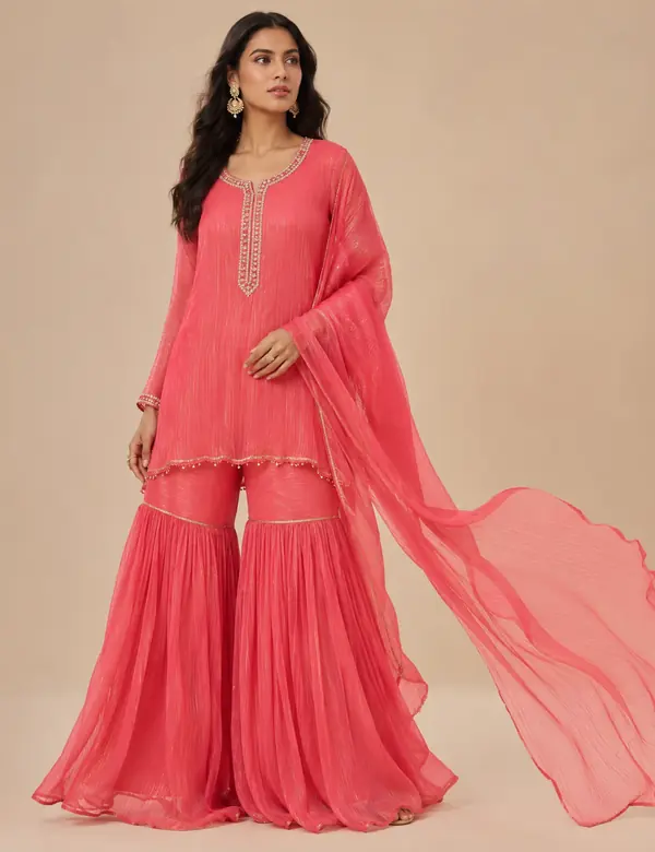 Gharara Set design category for custom tailoring in Dubai by Riddhi Siddhi Fabrics & Tailoring