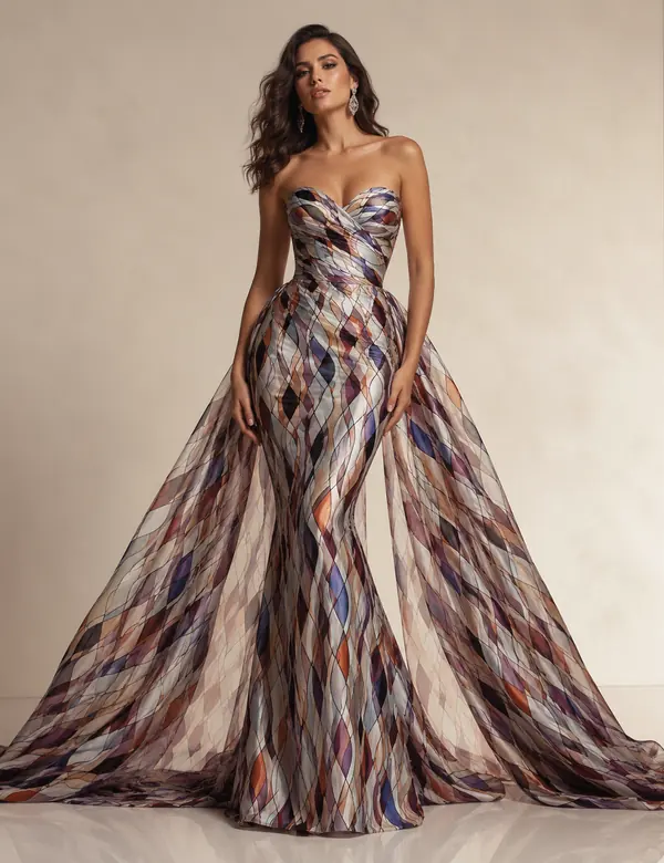 Sage Runway Flare Gown - Gowns custom tailoring design by Riddhi Siddhi Fabrics & Tailoring Dubai
