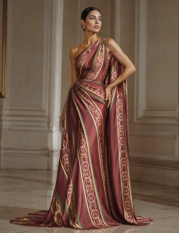 Chocolate High Slit Gown - Gowns custom tailoring design by Riddhi Siddhi Fabrics & Tailoring Dubai