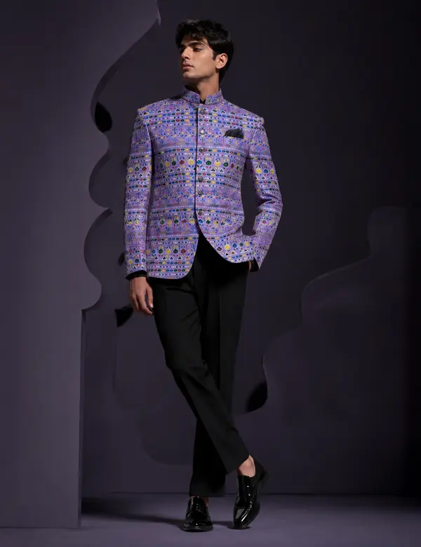 Charcoal Statement Mens Jacket - Mens Collection custom tailoring design by Riddhi Siddhi Fabrics & Tailoring Dubai