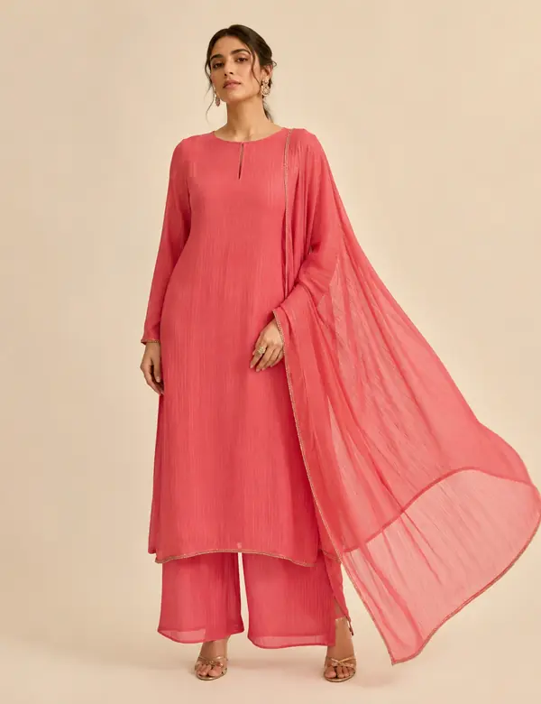 Blush Mehfil Palazzo Top Set - Palazzo Top Sets custom tailoring design by Riddhi Siddhi Fabrics & Tailoring Dubai