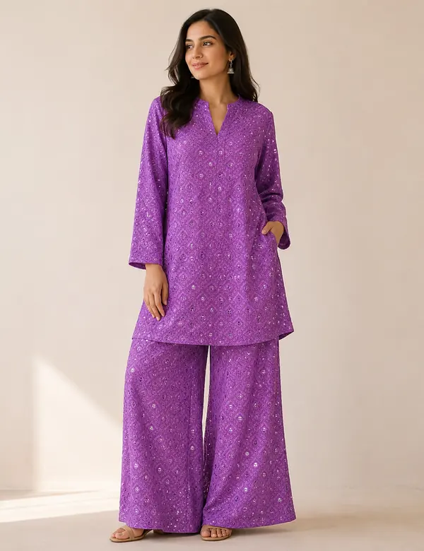 Amethyst Resort Palazzo Ensemble - Palazzo Top Sets custom tailoring design by Riddhi Siddhi Fabrics & Tailoring Dubai