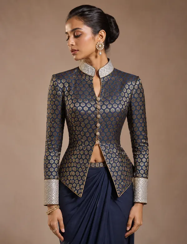 Olive Heritage Modern Blouse - Saree Blouse custom tailoring design by Riddhi Siddhi Fabrics & Tailoring Dubai