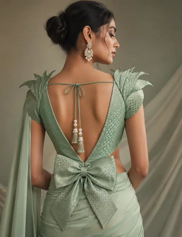 Olive Runway Saree Blouse - Saree Blouse custom tailoring design by Riddhi Siddhi Fabrics & Tailoring Dubai