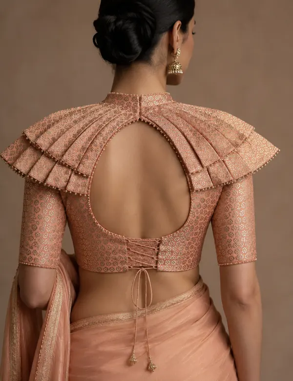 Caramel Sculpted Bustier Blouse - Saree Blouse custom tailoring design by Riddhi Siddhi Fabrics & Tailoring Dubai