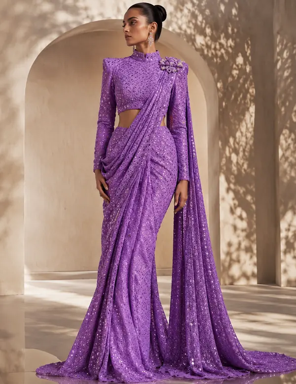 Sage Couture Pallu Blouse - Saree Blouse custom tailoring design by Riddhi Siddhi Fabrics & Tailoring Dubai
