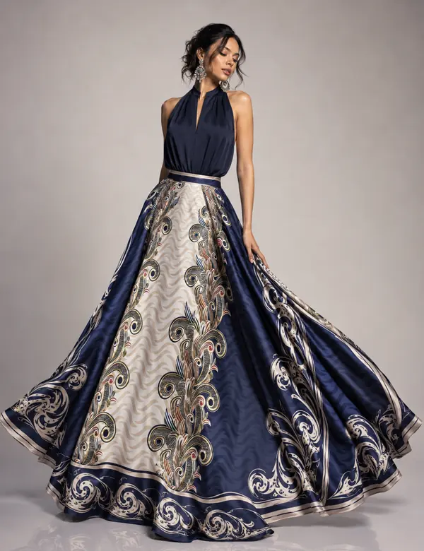 Charcoal Resort Skirt Ensemble - Skirts &amp; Tops custom tailoring design by Riddhi Siddhi Fabrics & Tailoring Dubai