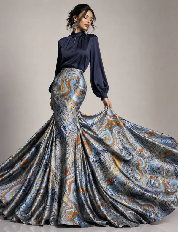 Charcoal Garden Skirt Set - Skirts &amp; Tops custom tailoring design by Riddhi Siddhi Fabrics & Tailoring Dubai