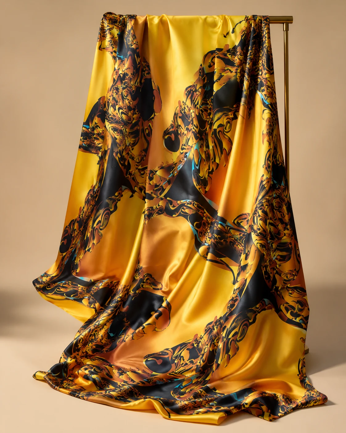 Golden Noir Baroque Satin