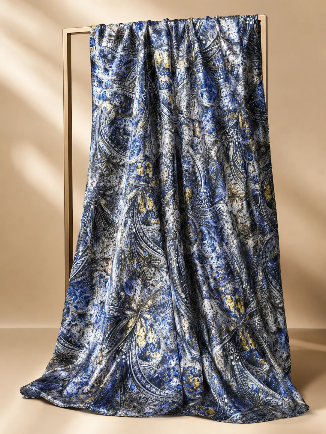 Sapphire Paisley Baroque Satin